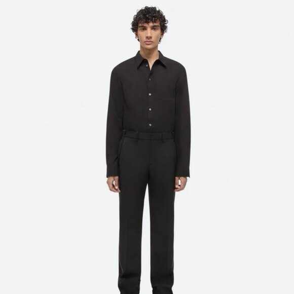 Helmut Lang Classic Black Poplin Button Down Dress Shirt Men’s Size XS - Picture 1 of 7